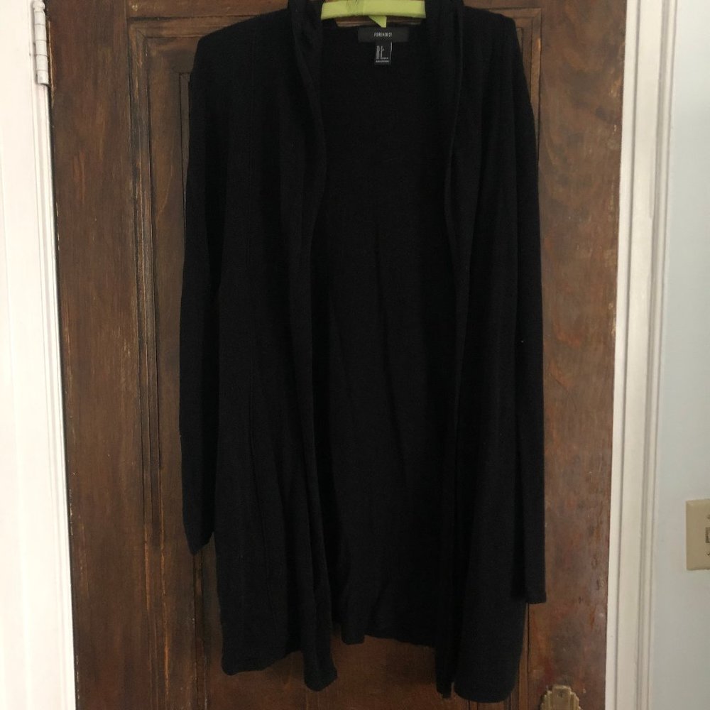 Forever 21 Black Hooded Cardigan